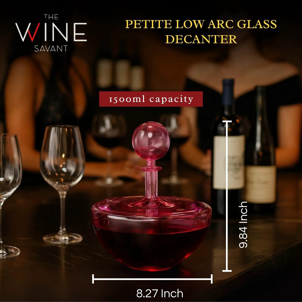 Blush Pink Low Arc Glass Decanter Handblown Captain’s Style Carafe from PriceLows™