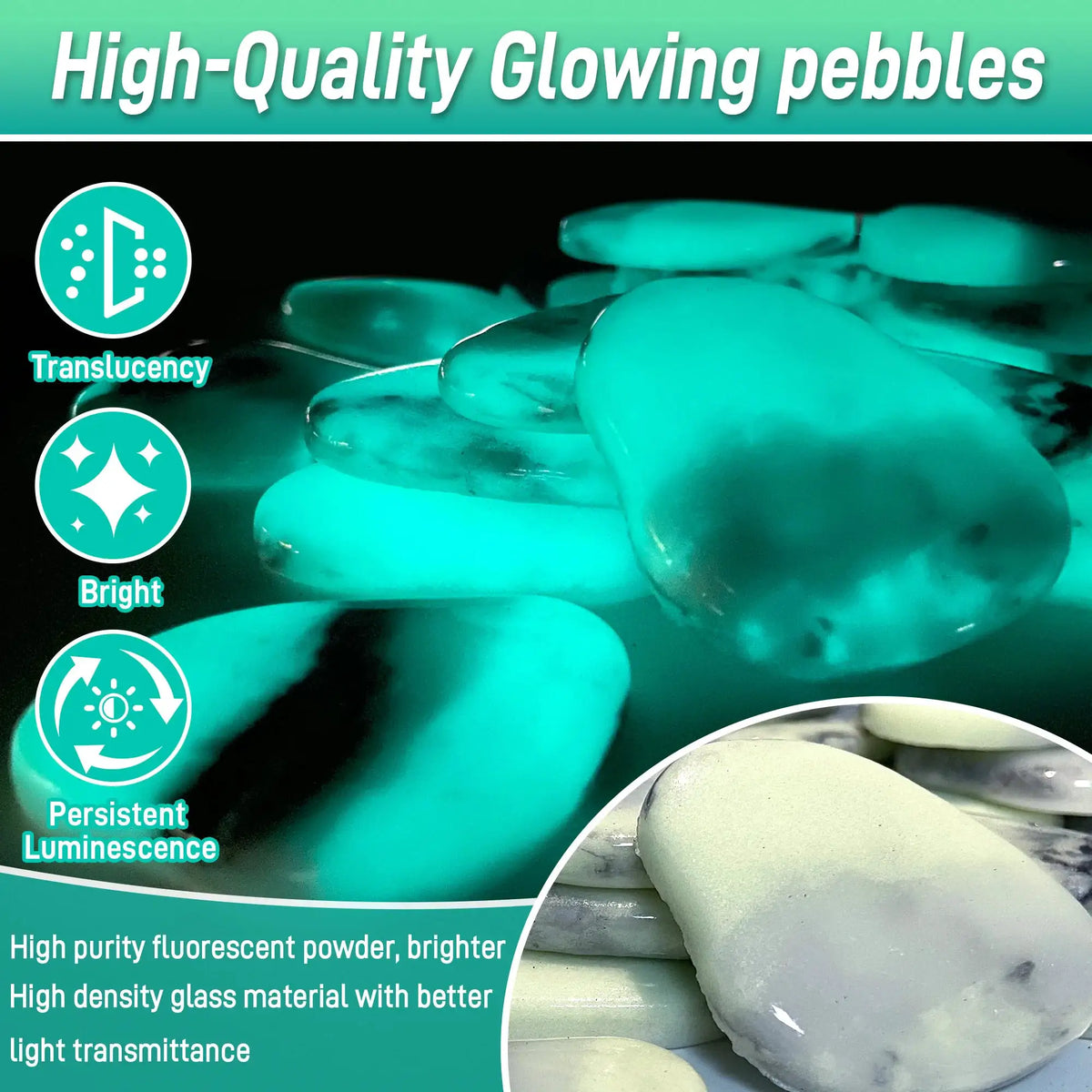 4.5LB Glowing Rocks For Outdoor Decor, Garden Lawn Yard, Aquarium, Walkway, Fish Tank, Pathway from PriceLows™