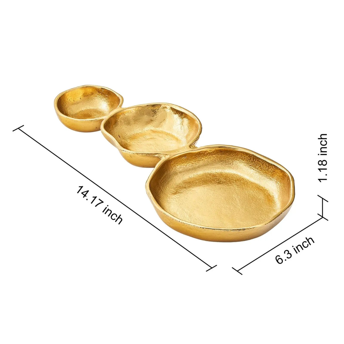 3 Cluster Decorative Bowls Gold Hammered Snack Tray Bowl Chip from PriceLows™