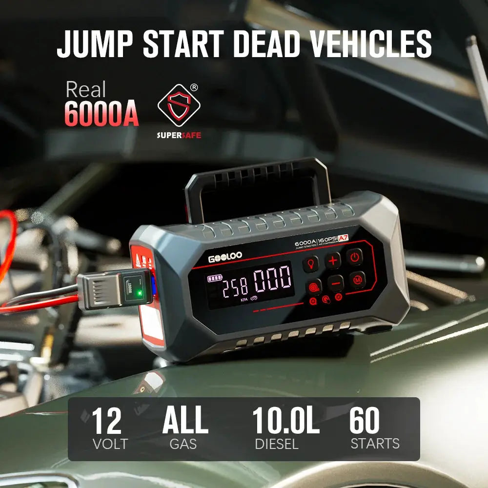 Gooloo Portable Jump Starter | 24000mAh with Air Pump | PriceLows