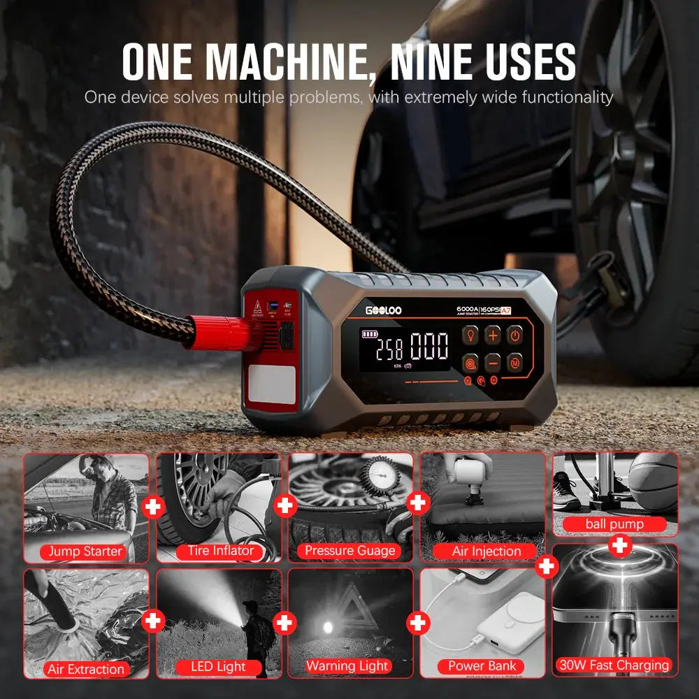 Gooloo Portable Jump Starter | 24000mAh with Air Pump | PriceLows