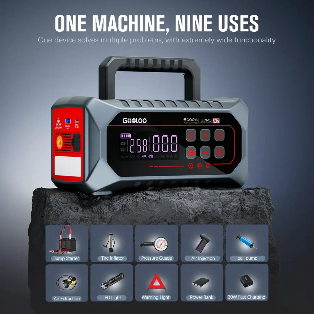 Gooloo Portable Jump Starter | 24000mAh with Air Pump | PriceLows
