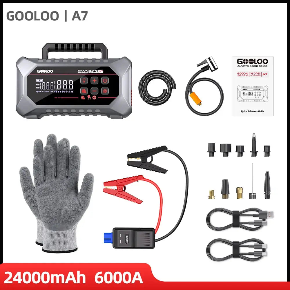 Gooloo Portable Jump Starter | 24000mAh with Air Pump | PriceLows