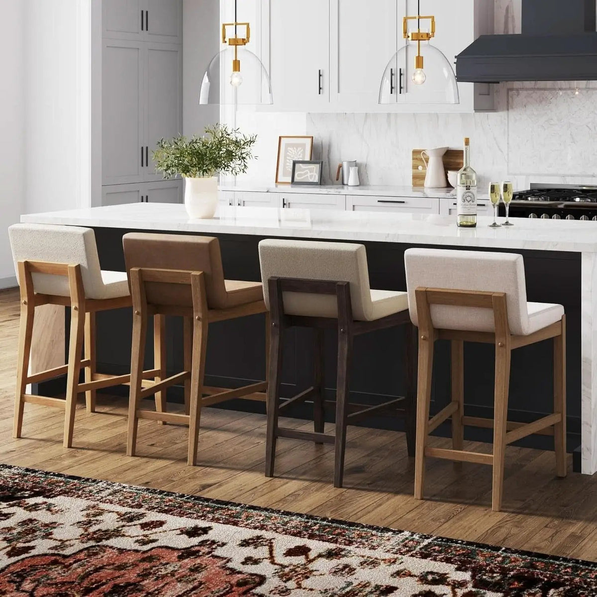 Gracie Modern Counter Height Bar Stool Cream Boucle from PriceLows™