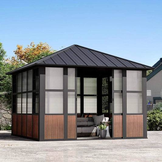 Grandview Premium Hardtop Aluminum Sunroom Solarium With TV Mount And Sliding Doors | Aluminum | Home Use | Home