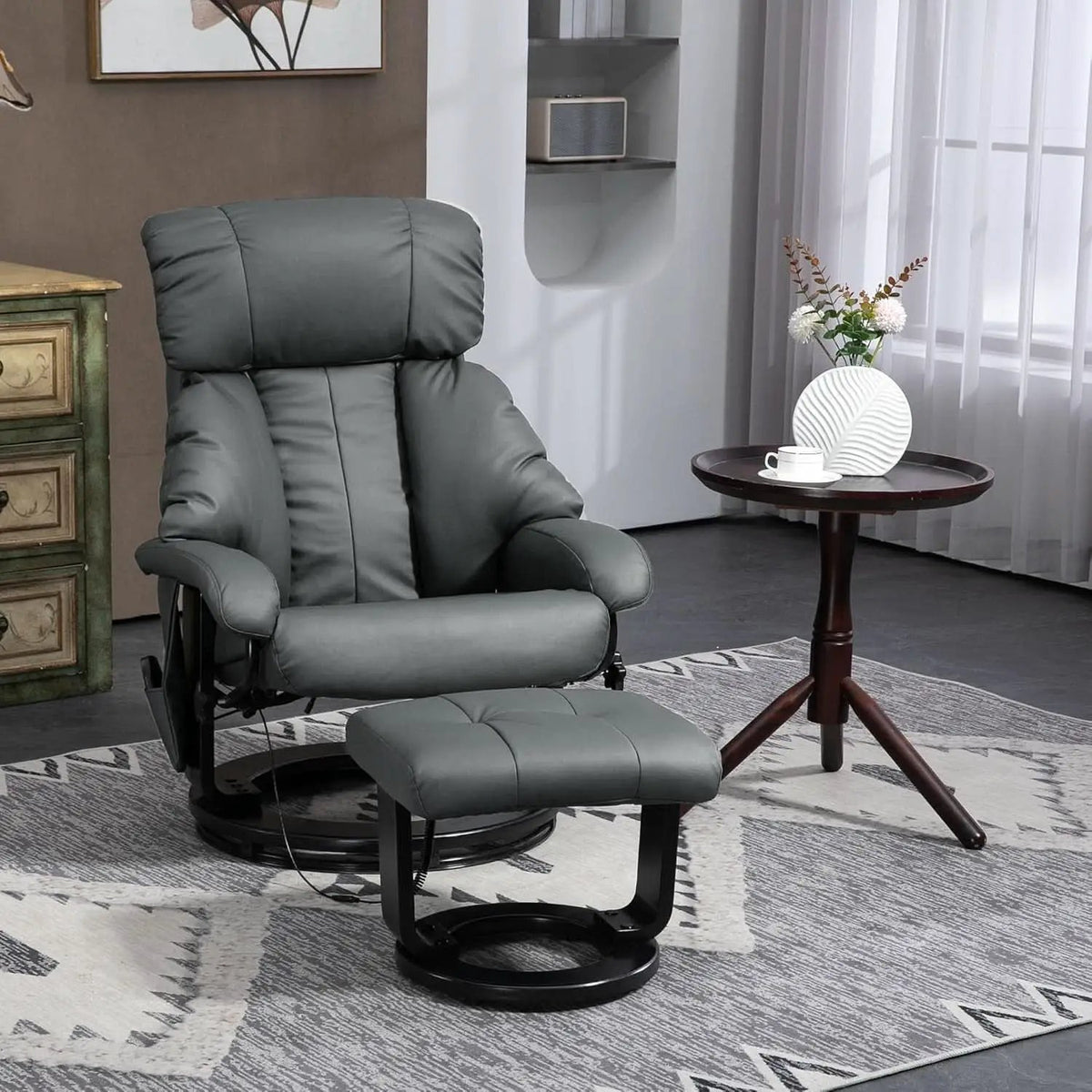 Gray 360 Degree Swivel Massage Recliner Chair With Ottoman from PriceLows™