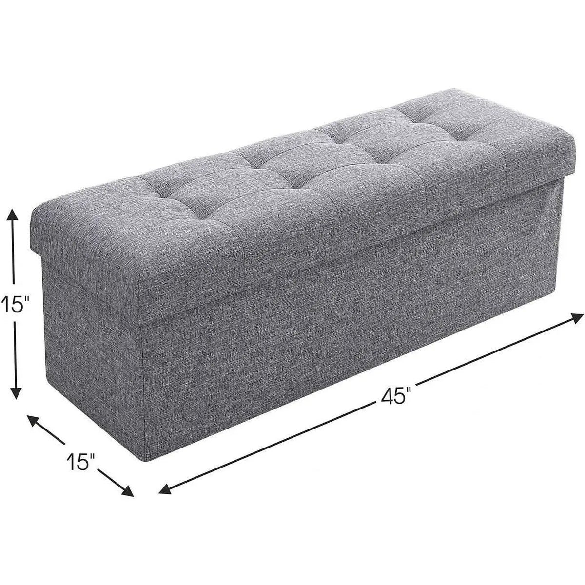 Gray 45 Inch Storage Ottoman Bench Durable Upholstery from PriceLows™