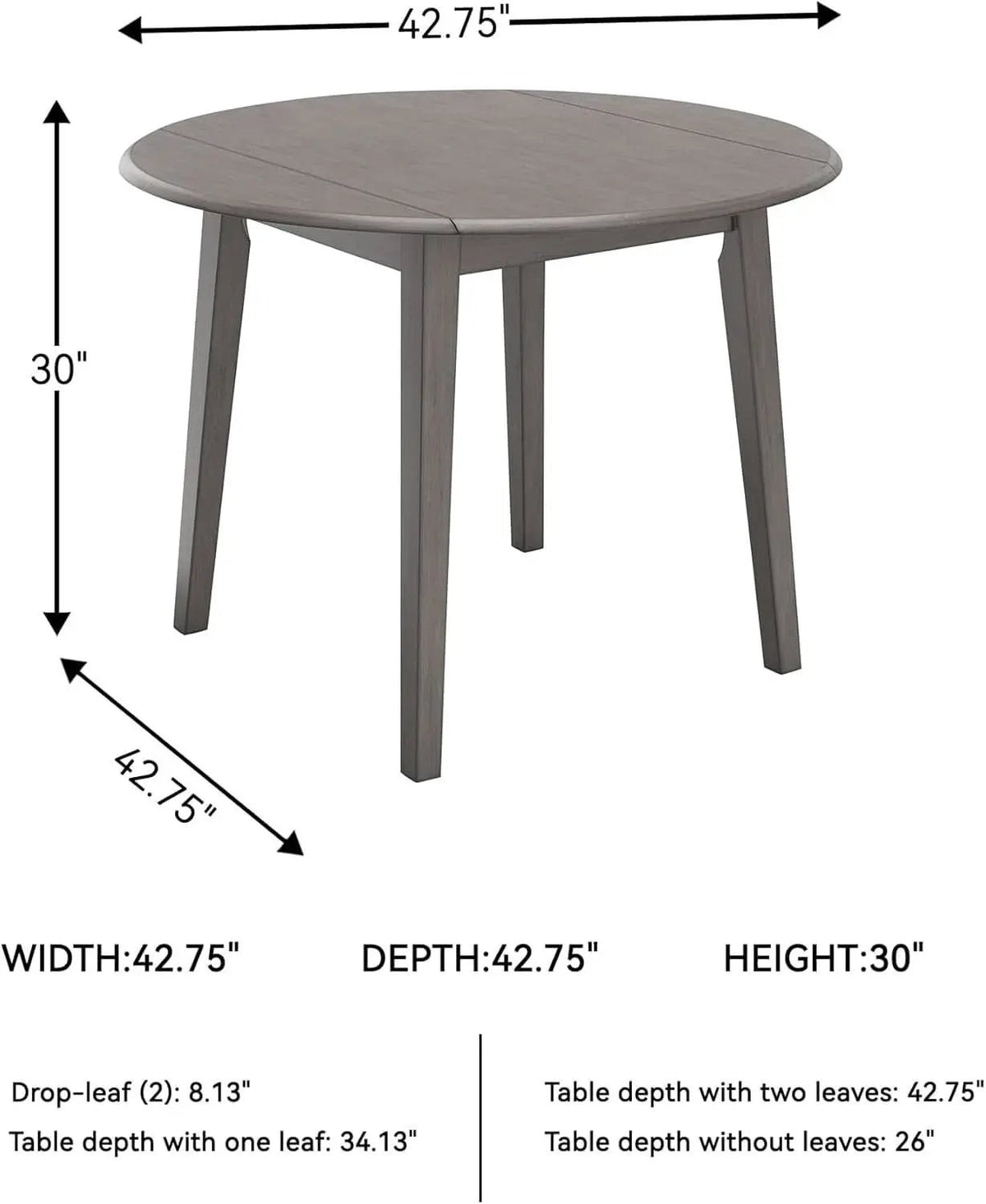 Gray Drop Leaf Dining Table Seats Four With Two Leaves from PriceLows™
