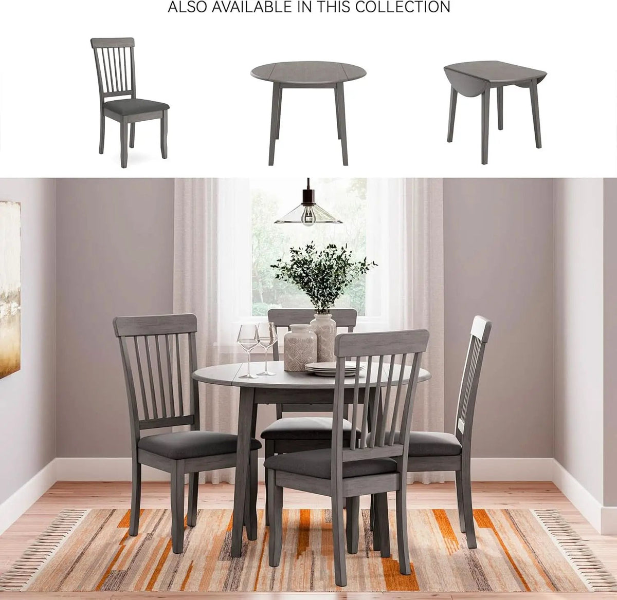 Gray Drop Leaf Dining Table Seats Four With Two Leaves from PriceLows™
