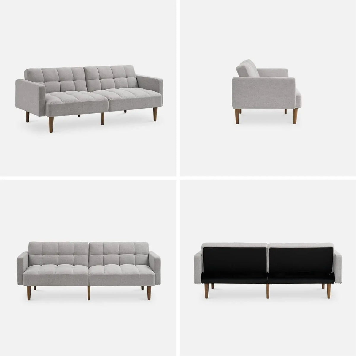 Gray Fabric Twin Futon Sofa Bed With Arms For Small Rooms from PriceLows™