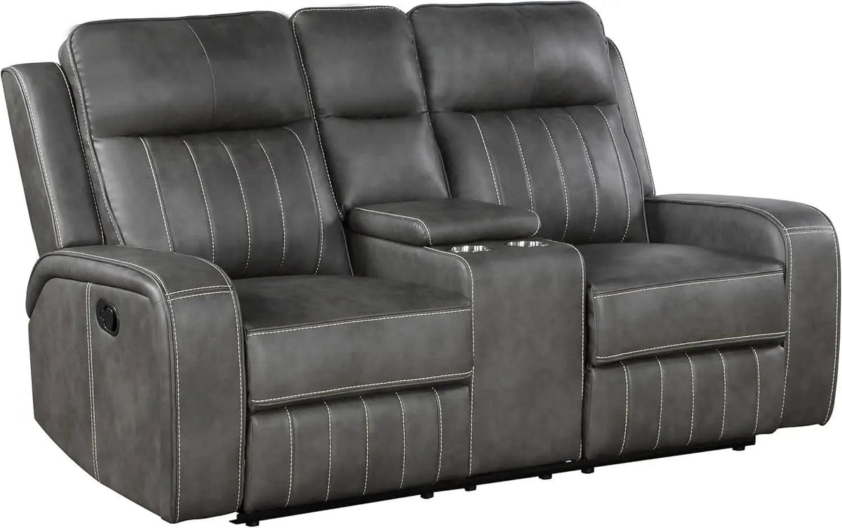 Gray Faux Leather Reclining Loveseat With Manual Recline from PriceLows™