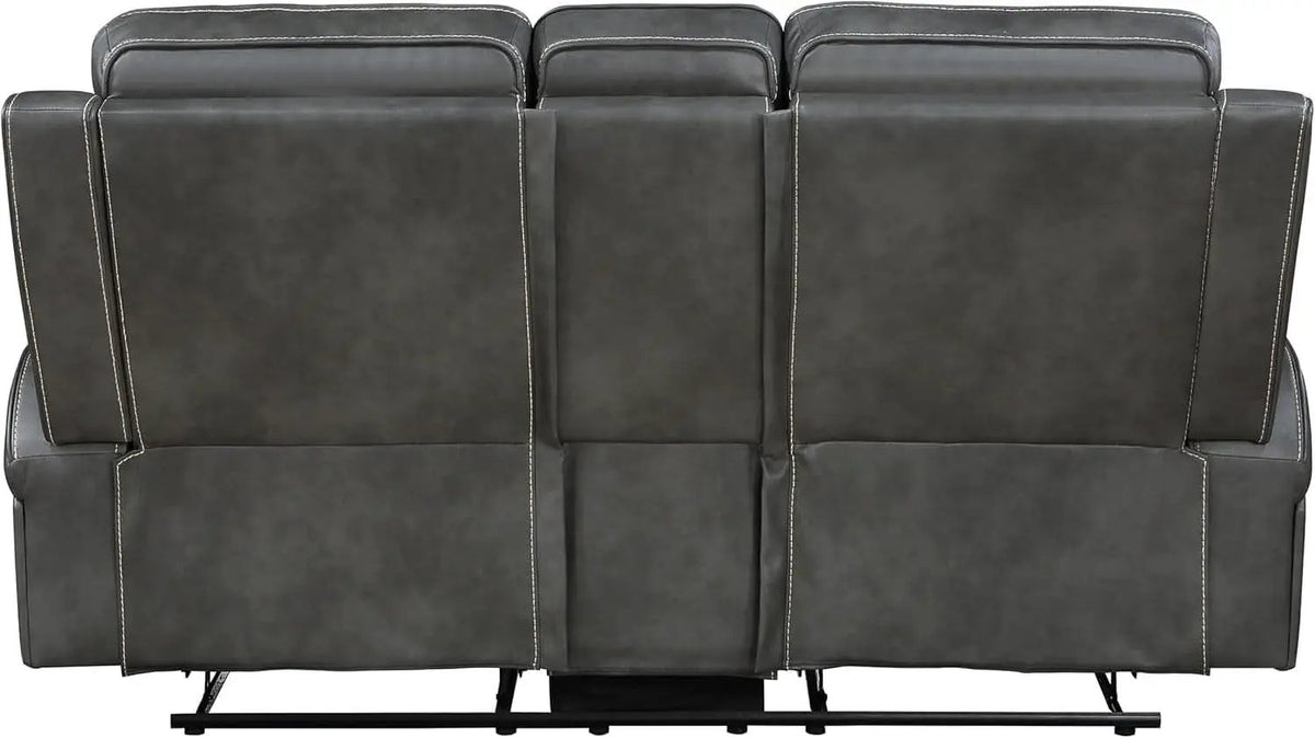 Gray Faux Leather Reclining Loveseat With Manual Recline from PriceLows™
