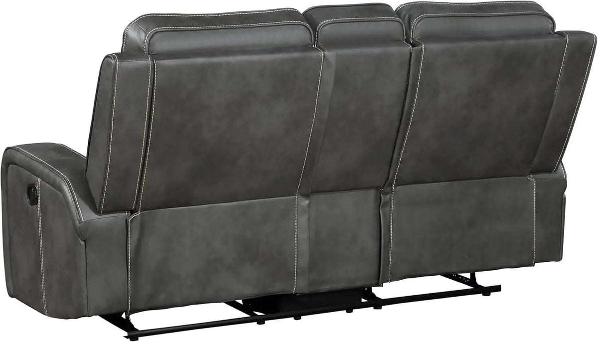 Gray Faux Leather Reclining Loveseat With Manual Recline from PriceLows™