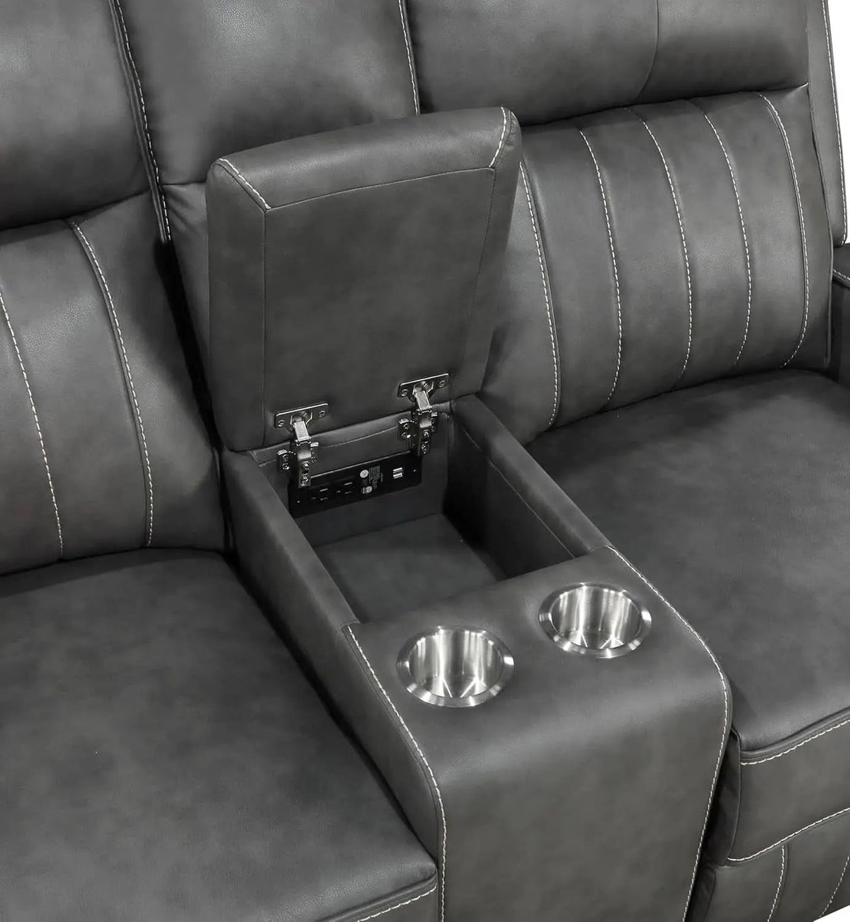 Gray Faux Leather Reclining Loveseat With Manual Recline from PriceLows™