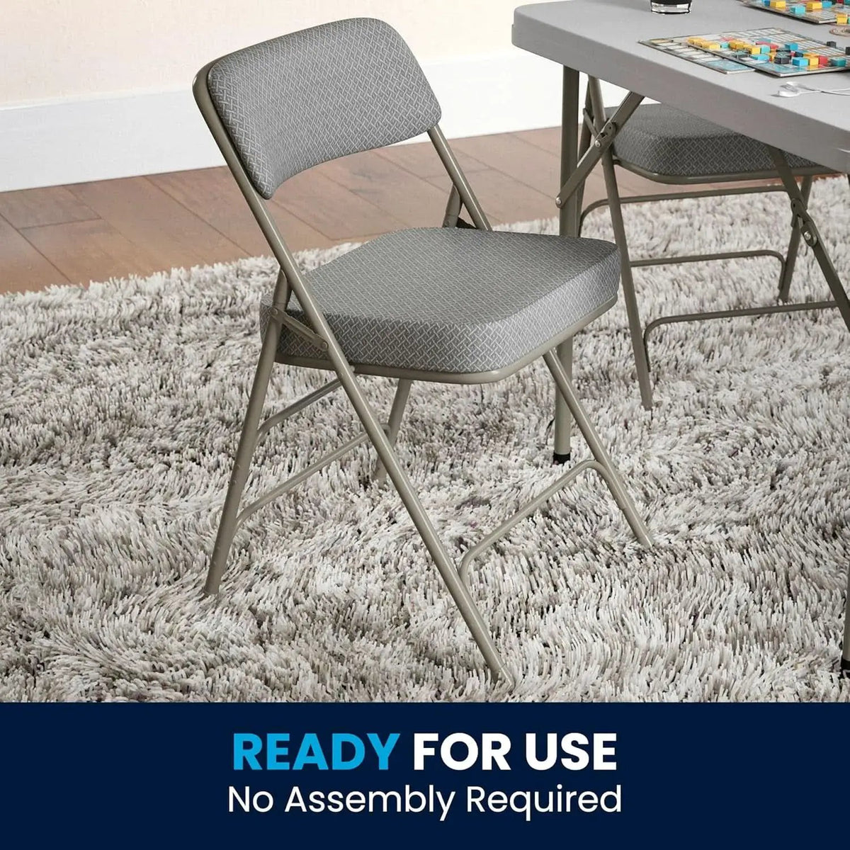 Gray Metal Folding Event Chairs With Cushioned Seats Set Of 2 from PriceLows™