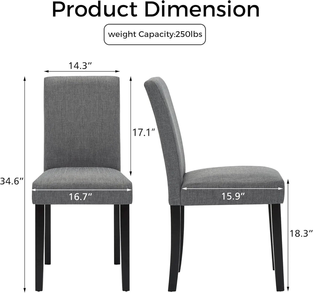 Gray Modern Fabric Upholstered Dining Chairs Set Of 4 from PriceLows™