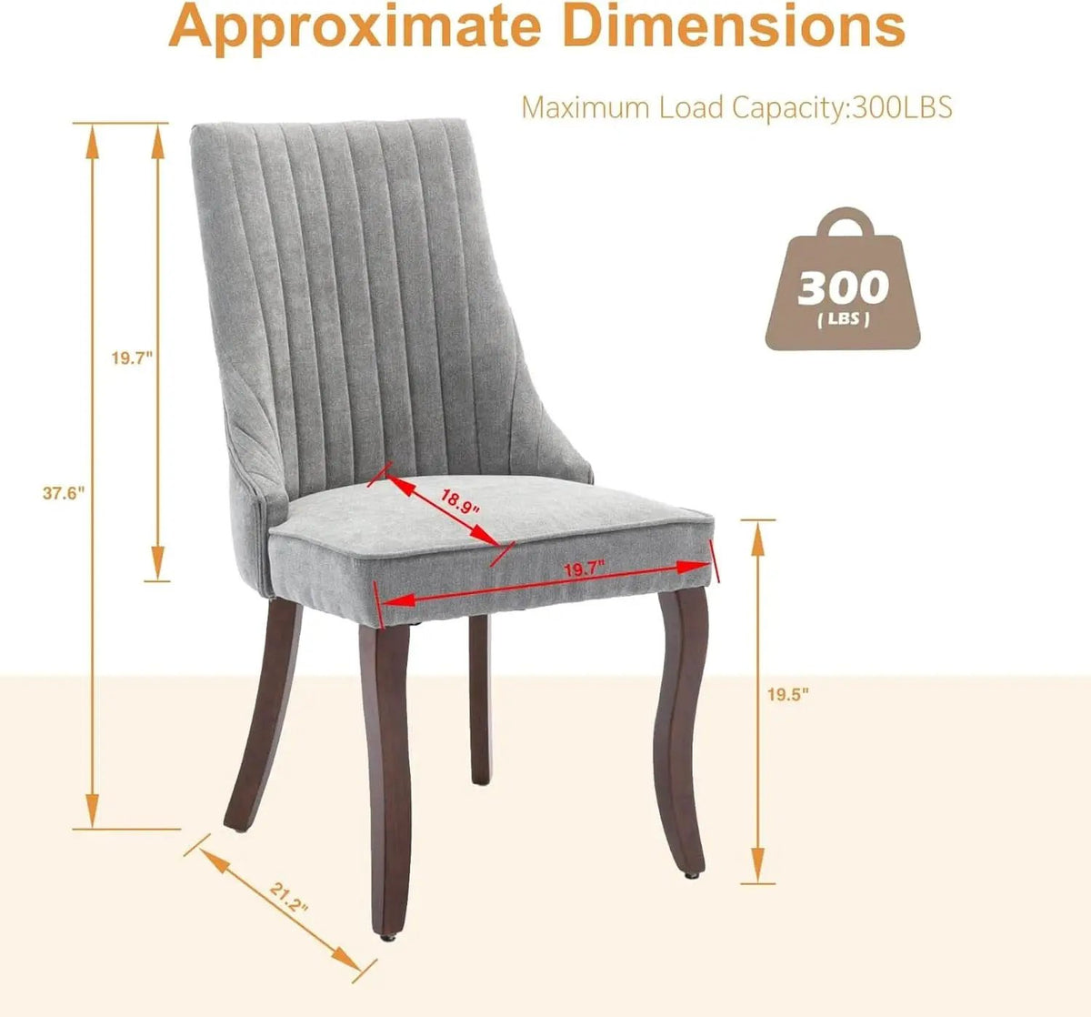 Gray Velvet Dining Chairs Channel Tufted For Kitchen from PriceLows™