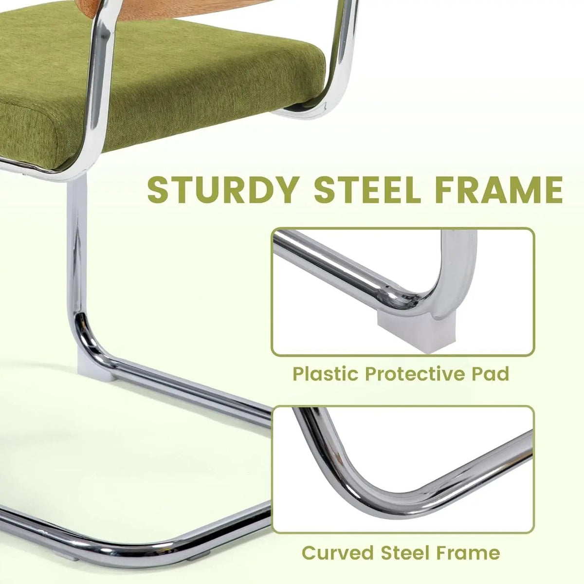 Green Handwoven Cane Dining Chairs Set Of 2 Chrome Base from PriceLows™