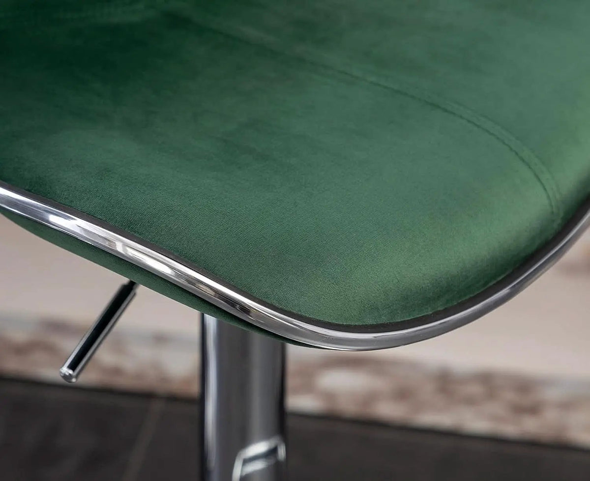 Green Velvet Upholstered Adjustable Swivel Bar Stools Set 2 from PriceLows™