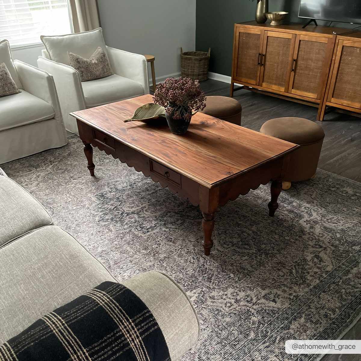 Dusty Sage Greenpoint Medallion Washable Area Rug from PriceLows™