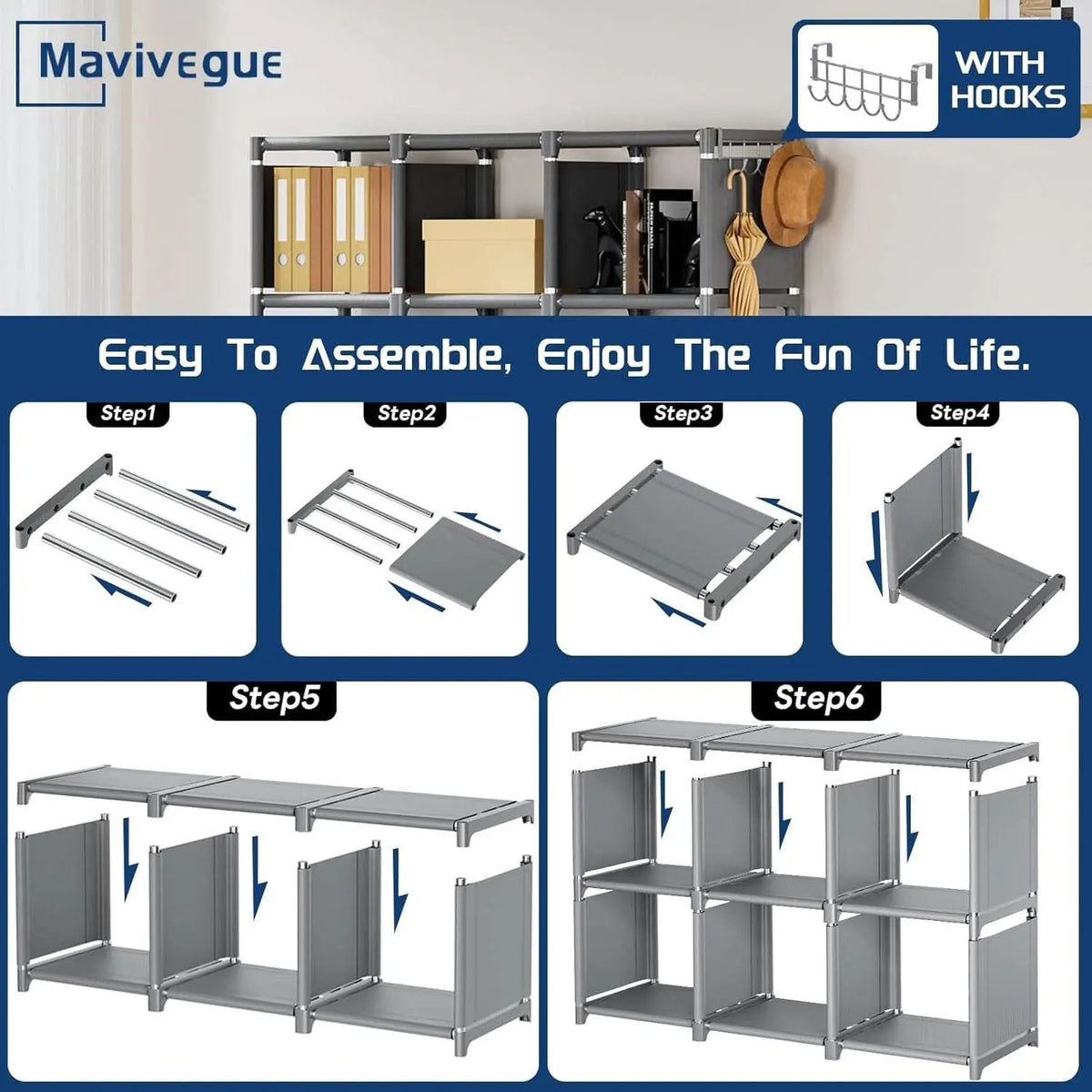 Grey 18 Cube Storage Organizer Tall Bookcase Shelf from PriceLows™