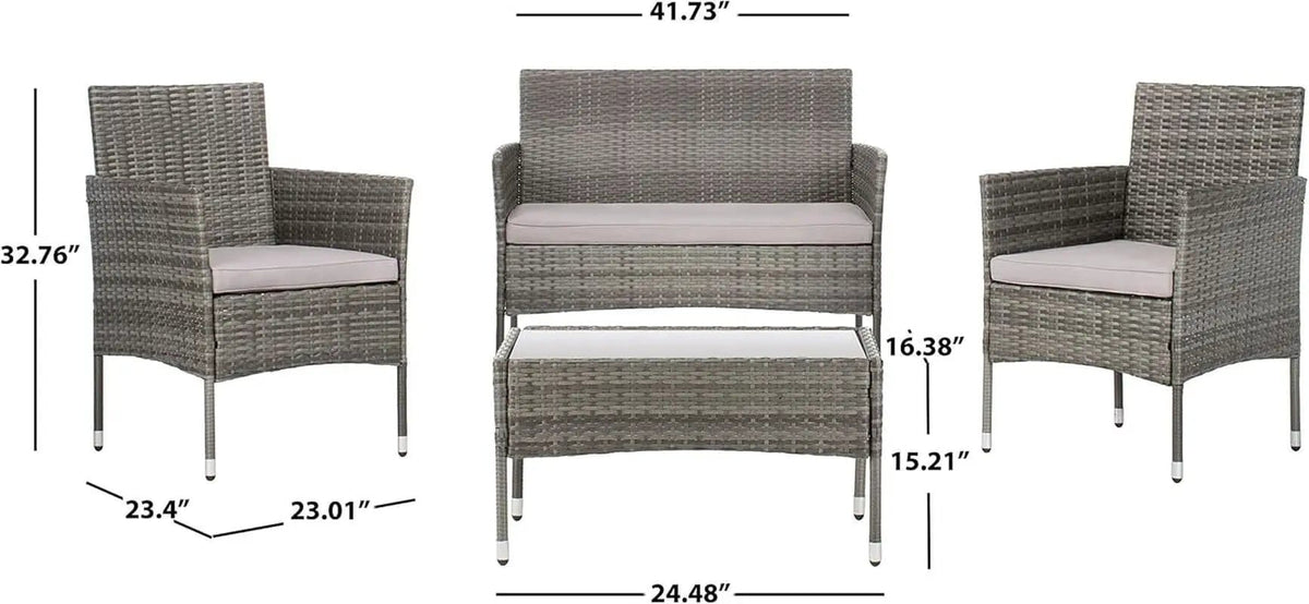 Grey 4 Piece Outdoor Patio Set With Glass Top Table from PriceLows™