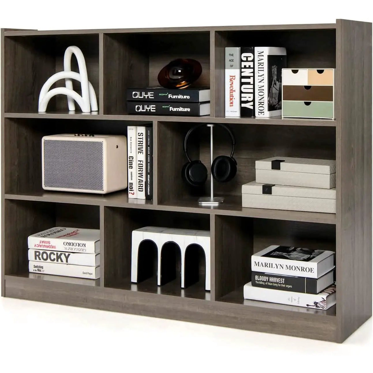 Grey 8 Cube Modular Bookcase For Living Rooms With Display from PriceLows™