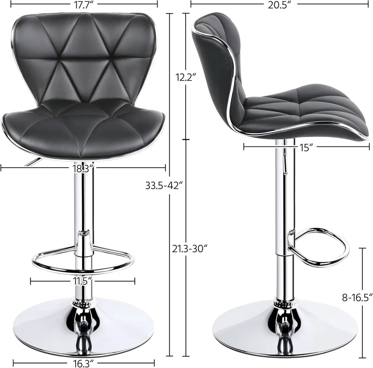 Grey Adjustable PU Leather Swivel Bar Stools Set of 2, Counter Height from PriceLows™
