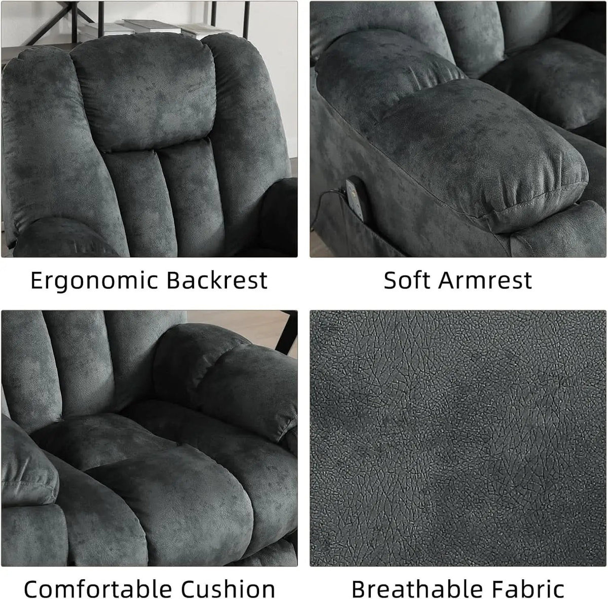 Grey Extra Wide Loveseat Recliner Sofa For Two Cup Holders from PriceLows™