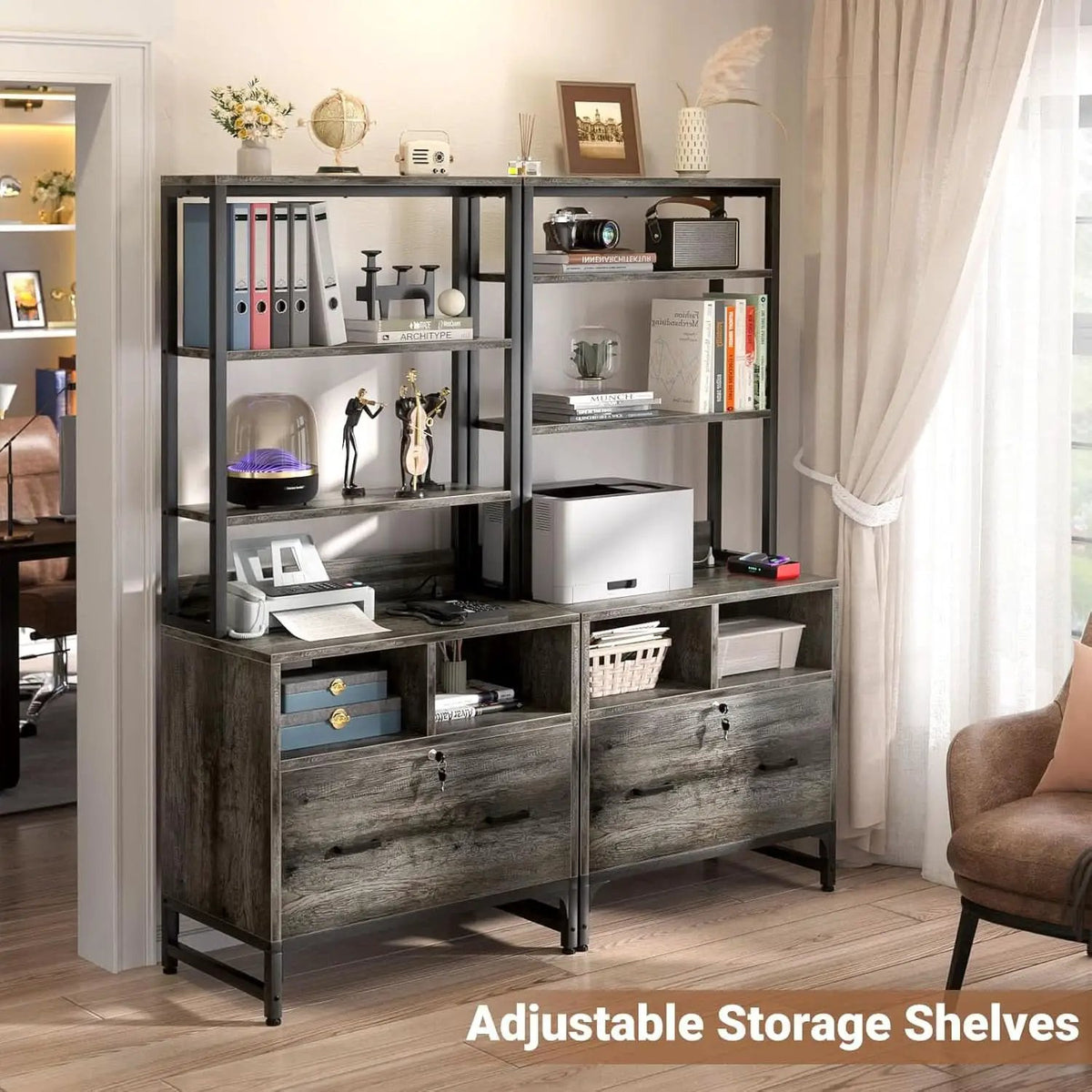 Grey File Cabinet With Charging Station And Locking Drawer from PriceLows™