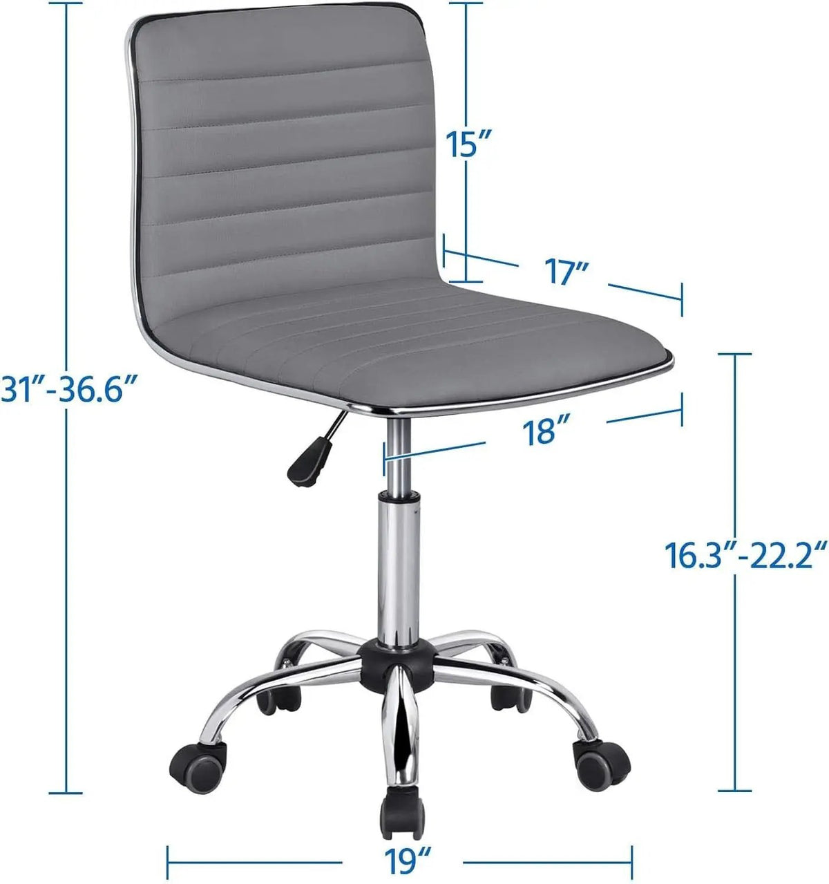 Grey PU Leather Armless Office Chair Height Adjustment from PriceLows™