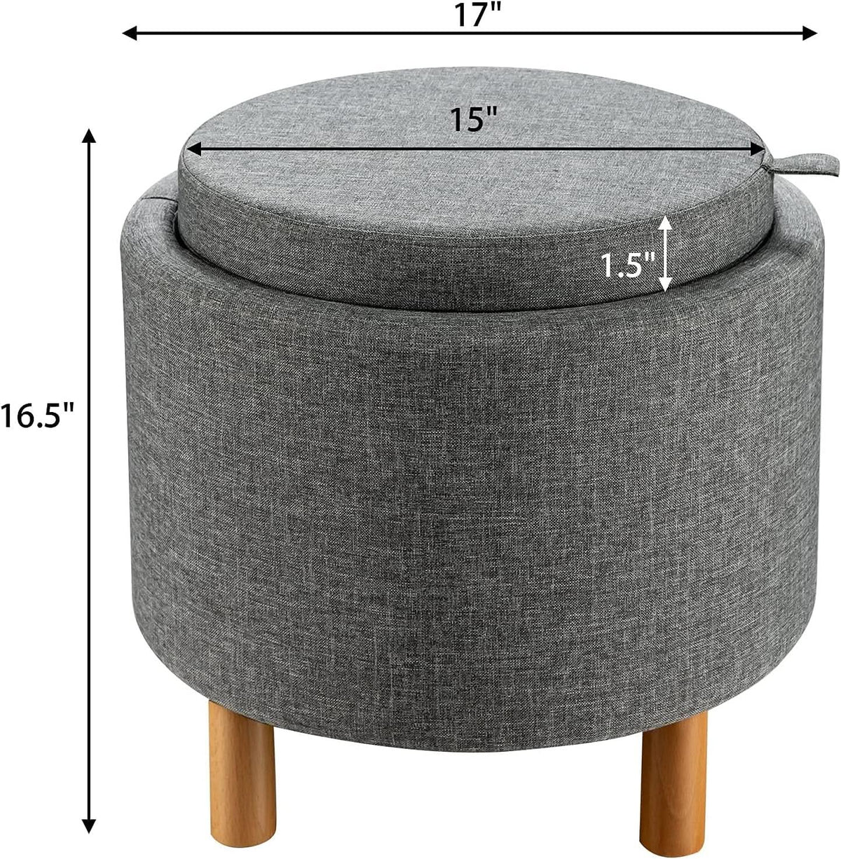 Grey Premium Microfiber Storage Ottoman Large Tray from PriceLows™