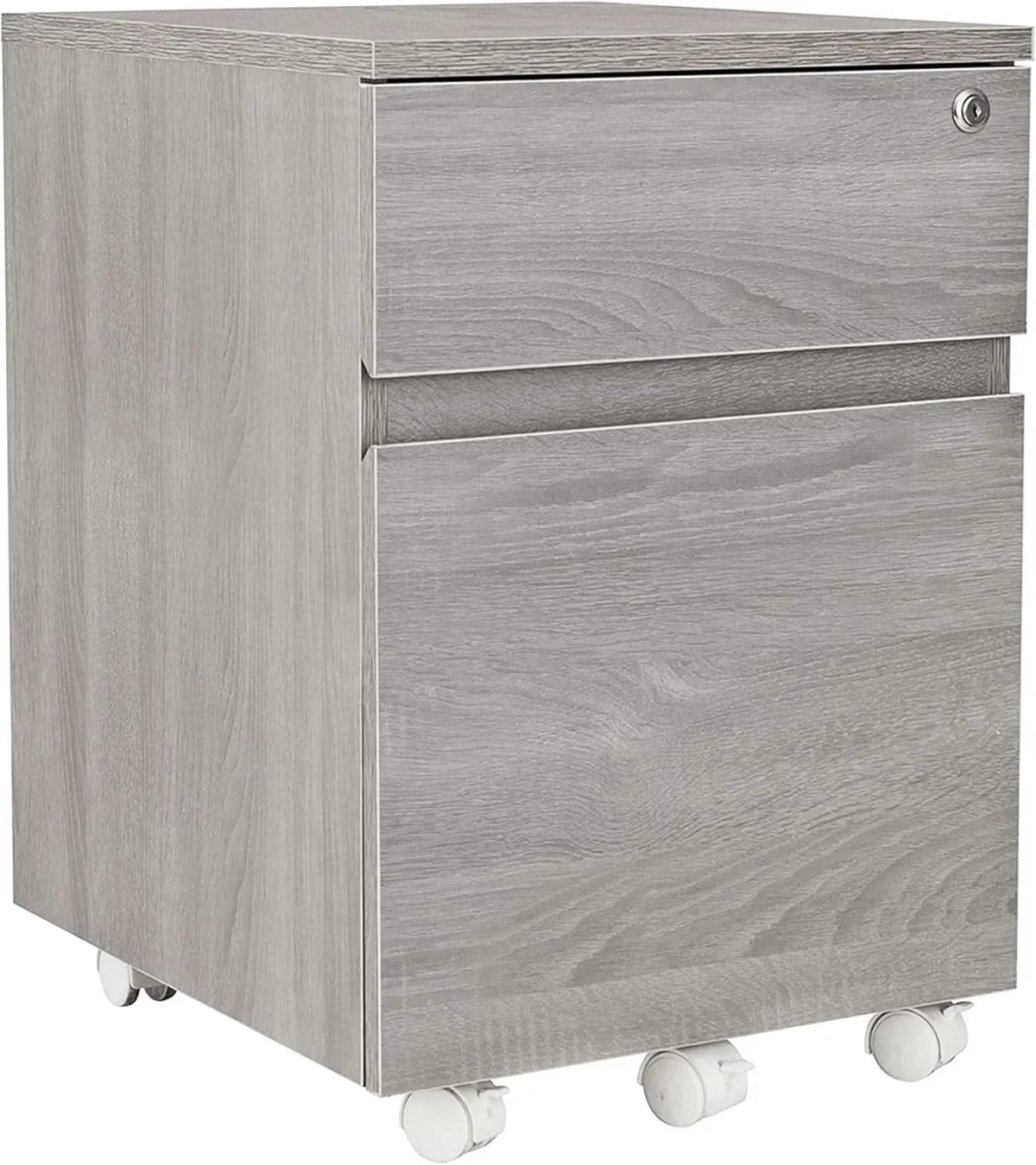 Grey Rolling Locking Two Drawer Vertical Filing Cabinet from PriceLows™