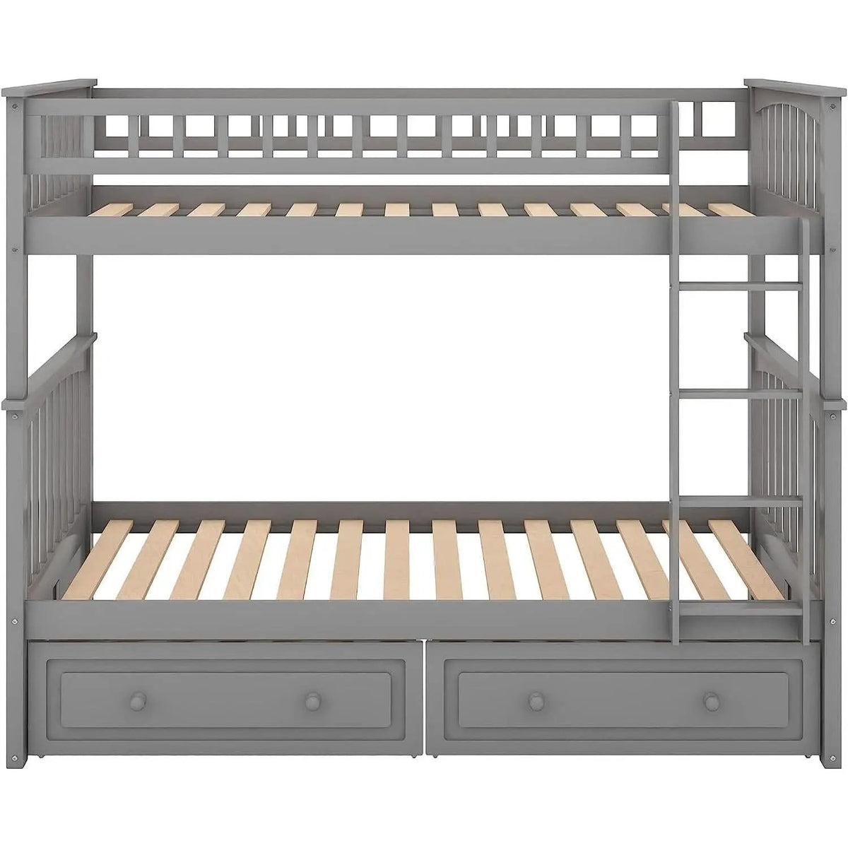 Grey Twin Bunk Bed With Storage Drawers Safety Rail from PriceLows™