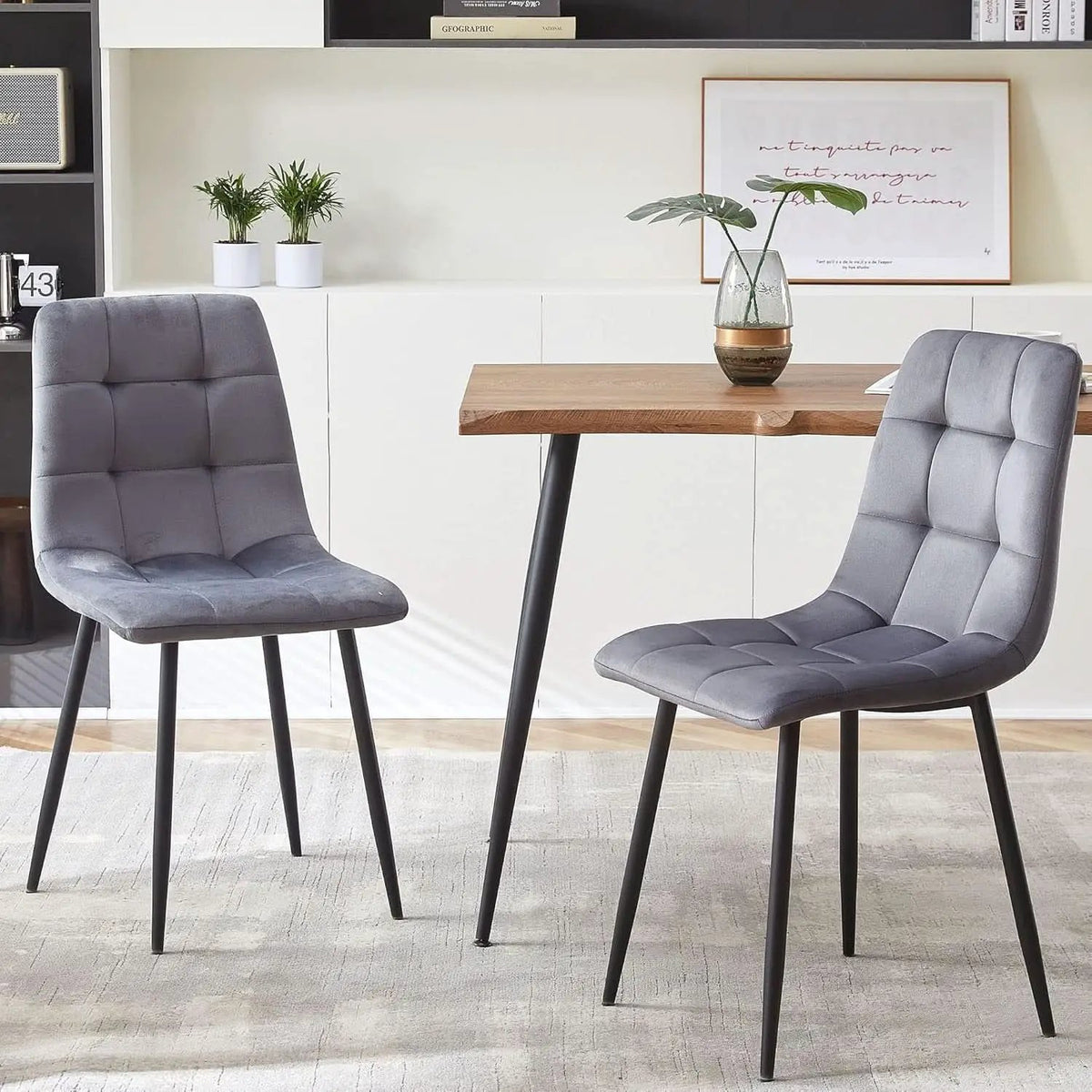 Grey Velvet Dining Chairs Set Of 4 With Metal Legs from PriceLows™
