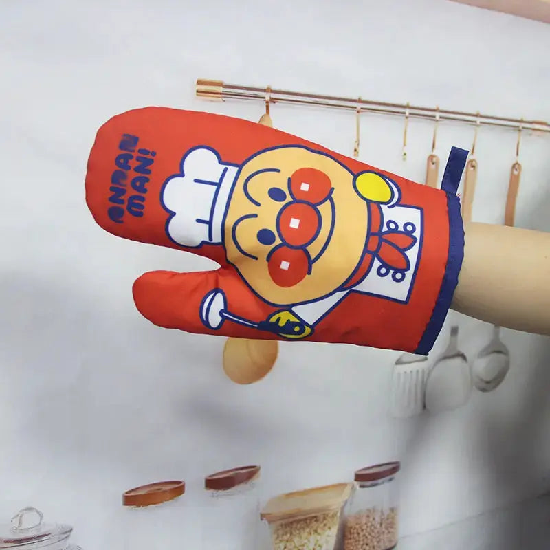 Oven Gloves | Cartoon Anpanman Print | Double Sided Heat Insulation | One Size
