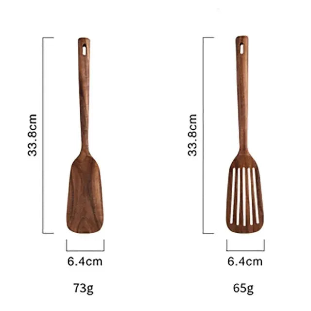 1-9Pcs/set Wooden Kitchen Utensils Set, Wooden Spoons for Cooking, Utensils,Natural Teak Wooden Spoons For Non-stick Pan Gift from PriceLows™
