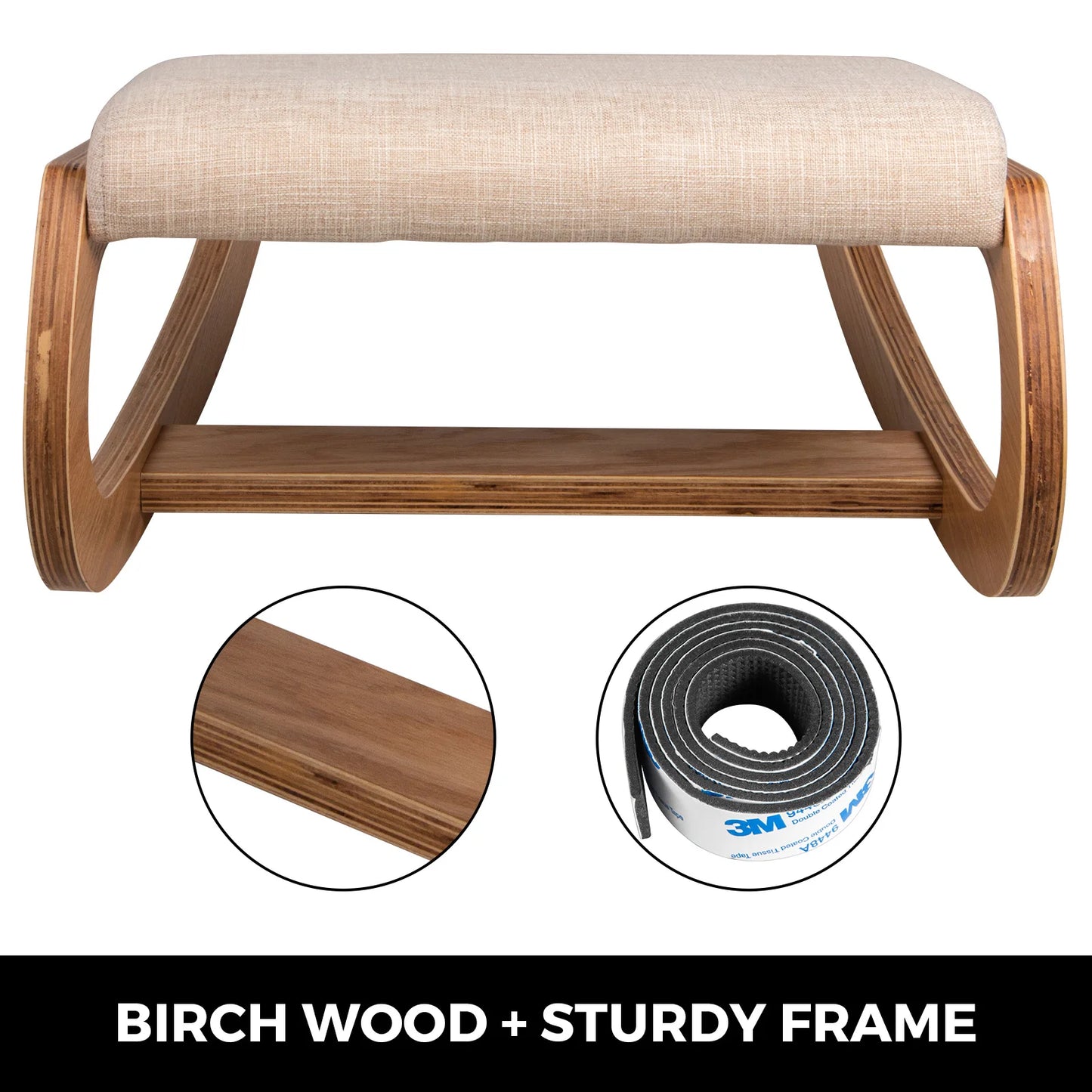 Ergonomic Kneeling Chair | Thick Cushioned Seat | Wood Rocking Base