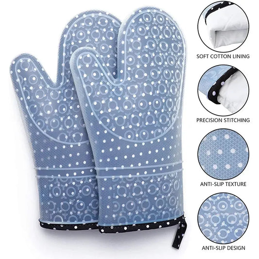 Oven Mitts | Silicone Double Layer | Heat Resistant Non Slip | 1 to 2 Pcs