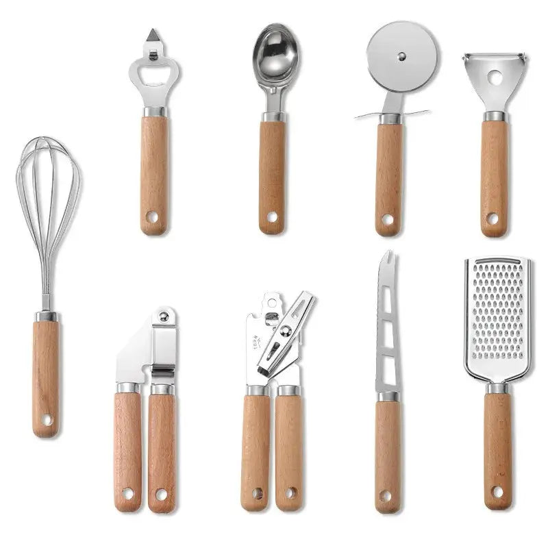 Cooking Utensils Set | Silicone | Wooden Handles | Assorted Colors