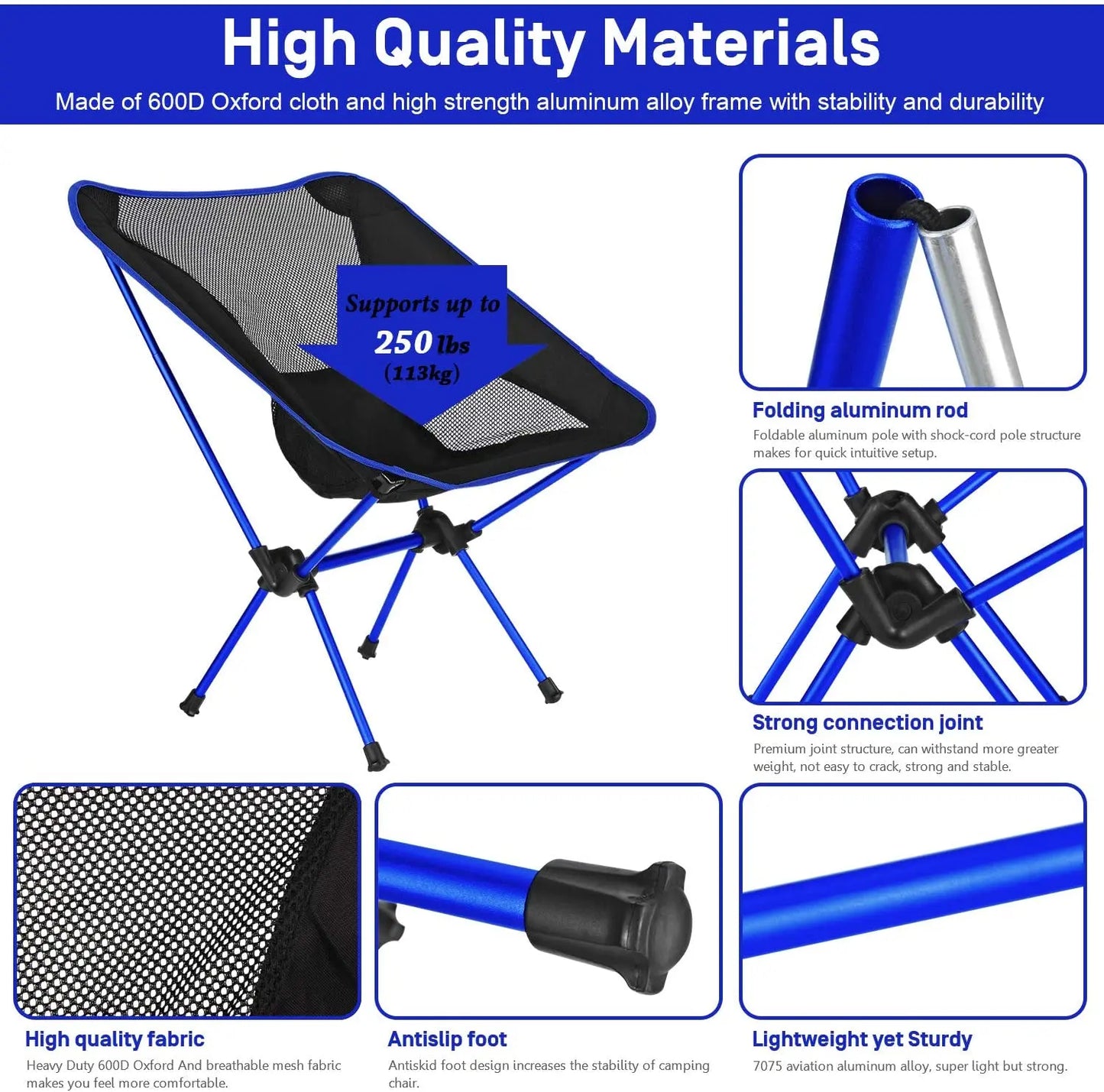 Folding Chair | Ultralight Aluminum | Detachable | 56x60.5x65.5 cm