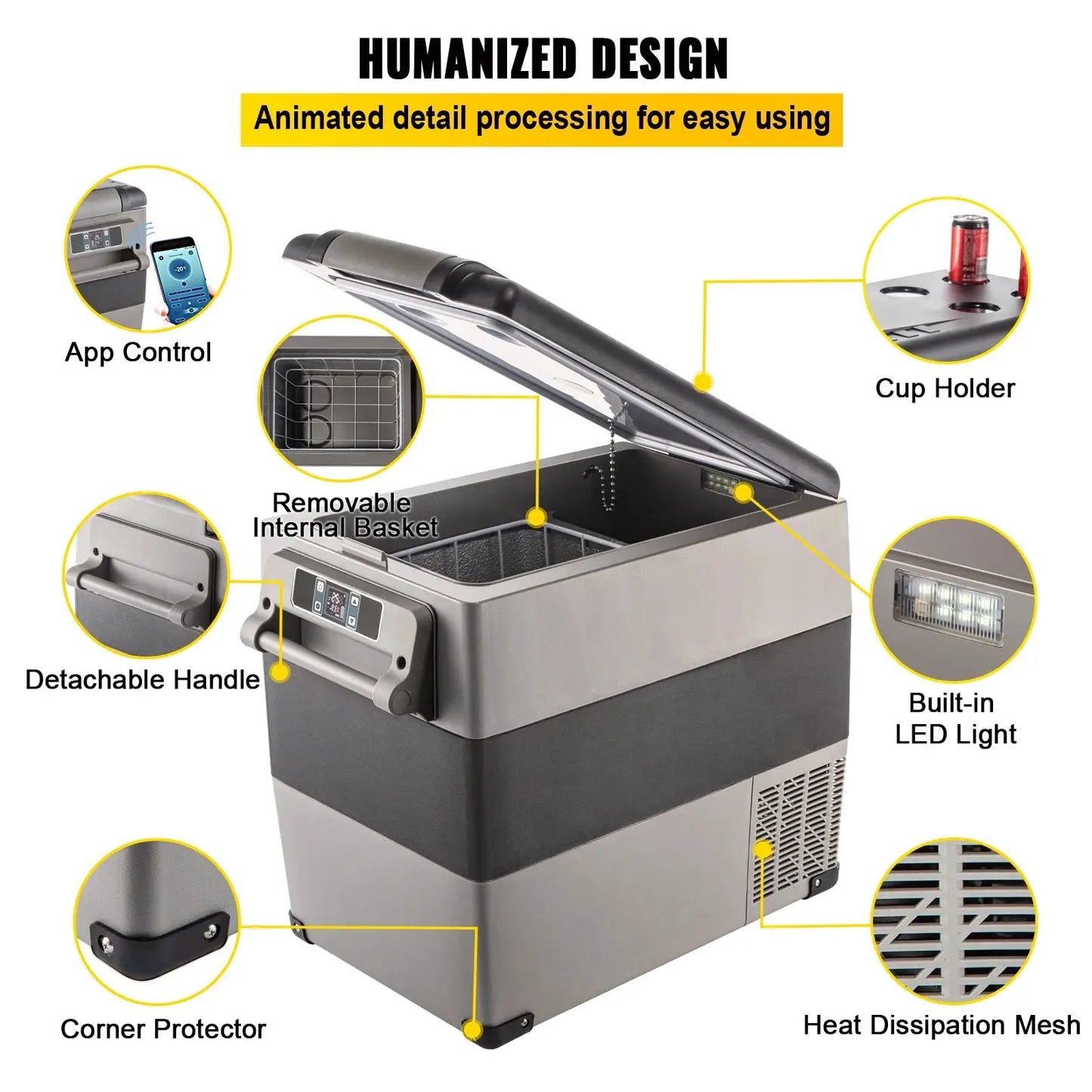 SucceBuy 20L 22L 35L 45L 55L Car Refrigerator Mini Fridge Freezer Portable Compressor Cooler DC 110-240V Ice Box for Camping from PriceLows™