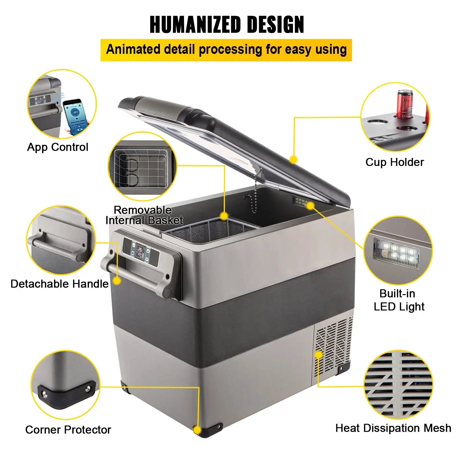 SucceBuy 20L 22L 35L 45L 55L Car Refrigerator Mini Fridge Freezer Portable Compressor Cooler DC 110-240V Ice Box for Camping from PriceLows™