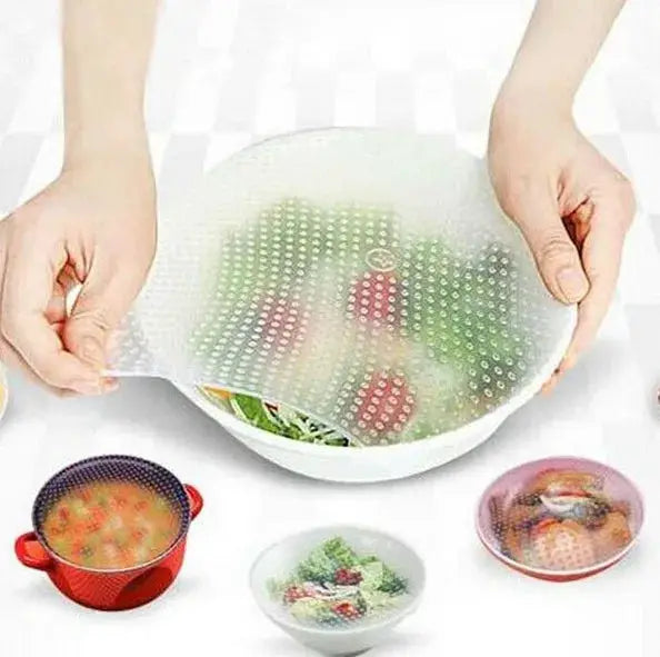 Reusable Silicone Food Wraps | Stretch Seal Fit | Heat Resistant | 4 Piece Set❌❌