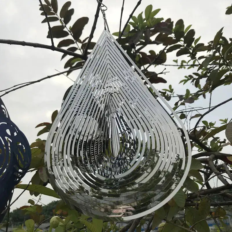 Heart Square Drop Shape Stainless Steel 3D Rotating Wind Spinner Chime Metal Decor Home Garden Decoration Outdoor Indoor Rooms from PriceLows™
