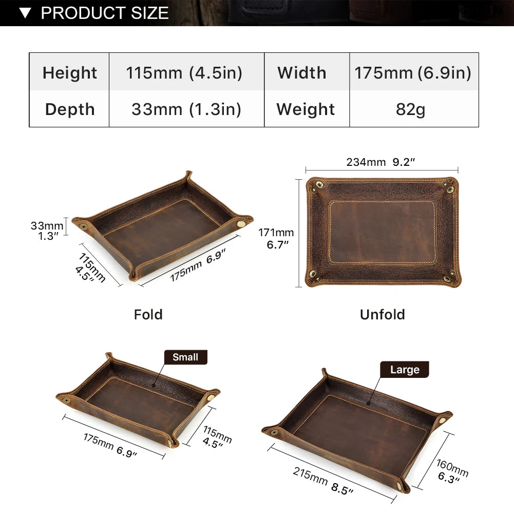 Leather Desktop Tray | Genuine Nubuck Leather | Jewelry Organizer | One Size