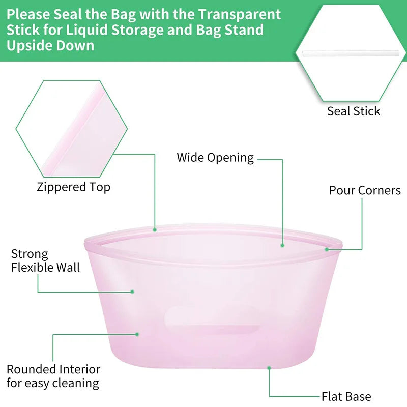 Silicone Food Zip Bag | Reusable | Leak-Proof | Various Sizes