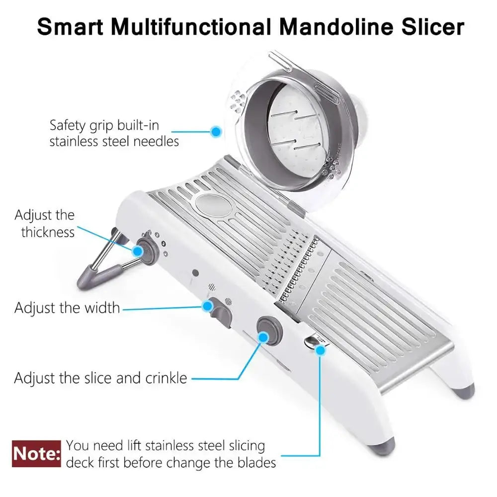 Mandoline Slicer | Stainless Steel | Adjustable | 18 Precision Cutters