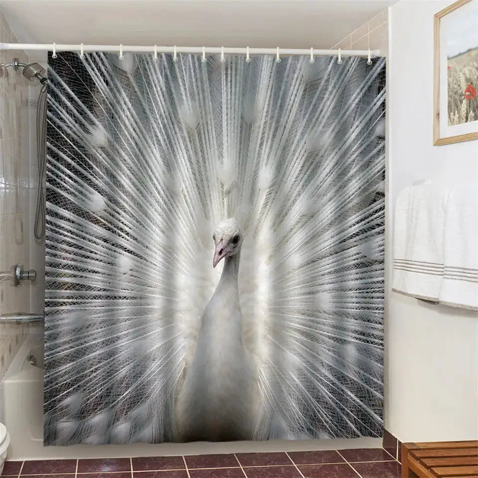 Cat Brushing Teeth Shower Curtain Bathroom Product Waterproof Durable Polyester Fabric Room Decoration cortinas With 12pcs Hooks from PriceLows™