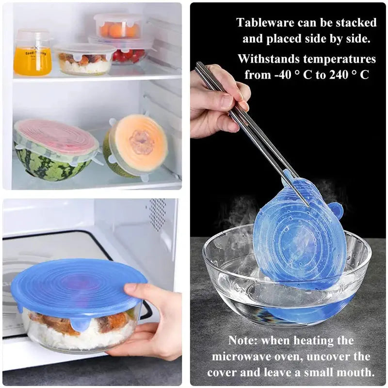Silicone Stretch Lids | Food Grade | Universal Size | 6 To 12 Piece Set